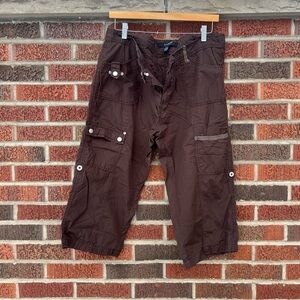 Coupe Collection Brown Mid Rise Cargo Utility Capri Pants